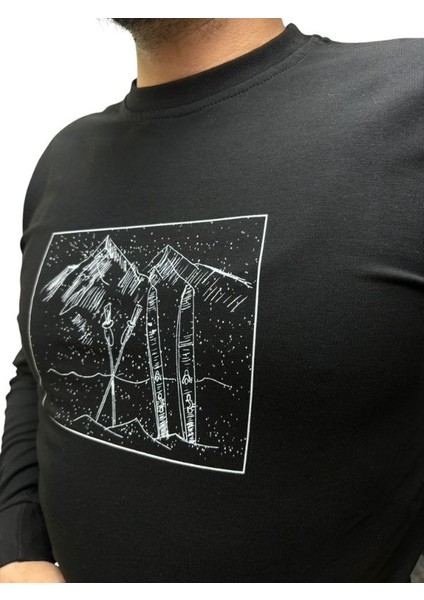 Baskı Desenli 2 Iplik Erkek Sweat - Kayak modelleri