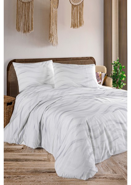 Wave Grey %100 Pamuk Çift Kişilik Nevresim Seti