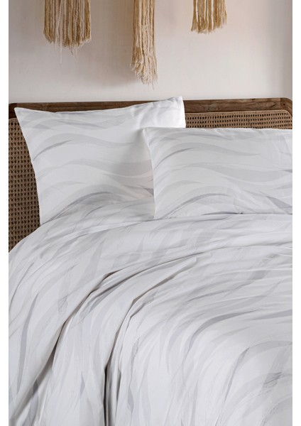 Wave Grey %100 Pamuk Çift Kişilik Nevresim Seti