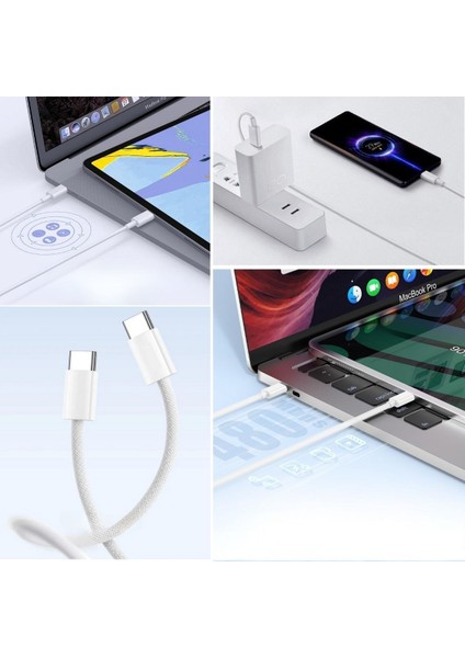 Apple 15/15 Pro Type-C To Type-C Hasır Örgü Hızlı Şarj Kablosu (1m)