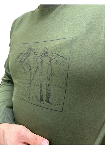 Baskı Desenli 2 Iplik Erkek Sweat - Kayak modelleri