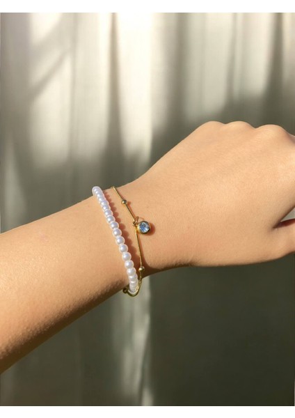 Çelik Inci Dorika Çift Sıra Kadın Zarif Bileklik Sevgiliye Hediye