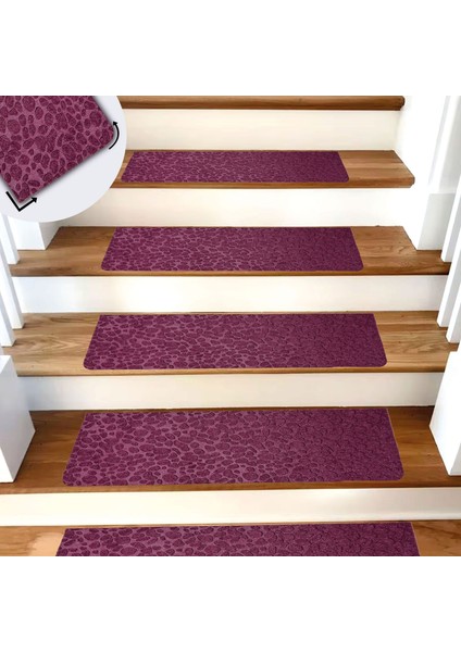 Bordo Kaydırmaz Keçe Merdiven Matı 22X75 cm
