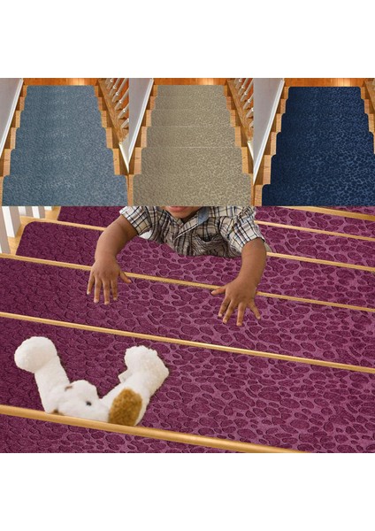 Bordo Kaydırmaz Keçe Merdiven Matı 22X75 cm