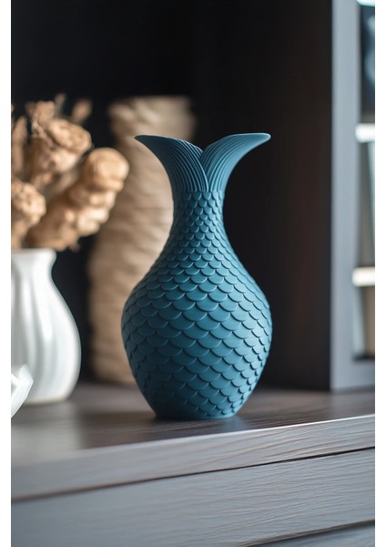 Mermaid Tasarım Vazo - 20 cm Deniz Kızı Desenli Vazo - Sert Plastik