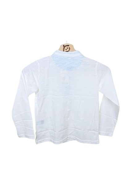 5-14 Yaş Erkek Çocuk Sweat Shirt Hakim Yaka Patlı Ekru 7-8 Yaş Ekru modelleri