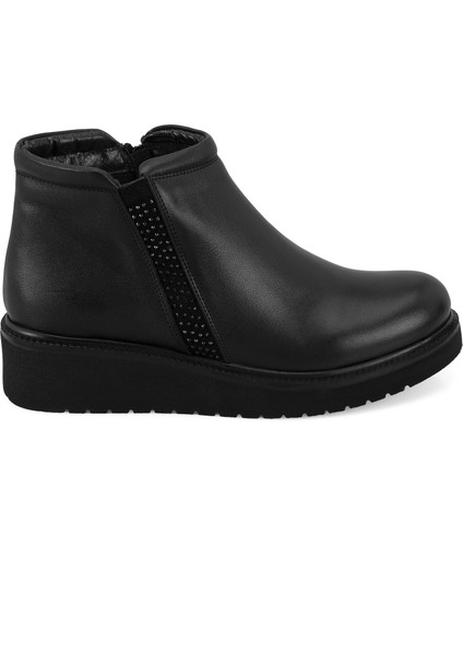 Paulina Siyah Kadın Lastikli Deri Bot fiyatları