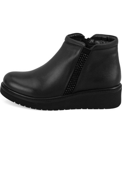 Paulina Siyah Kadın Lastikli Deri Bot modelleri