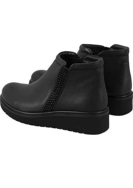Paulina Siyah Kadın Lastikli Deri Bot indirimleri