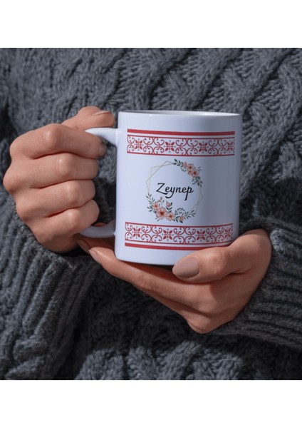 Kişiye Özel Kırmızı Motifli İsimli Otantik Kahve Hediye Seti Kupa Bardak fiyatları