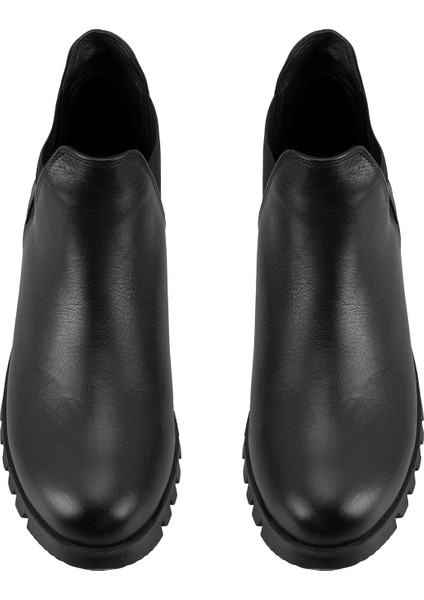 Phoebe Siyah Kadın Lastikli Deri Bot indirimleri