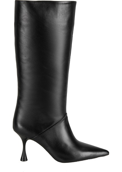 Miral Siyah Kadın Topuklu Deri Çizme fiyatları