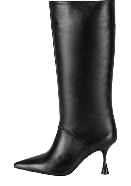 Miral Siyah Kadın Topuklu Deri Çizme modelleri