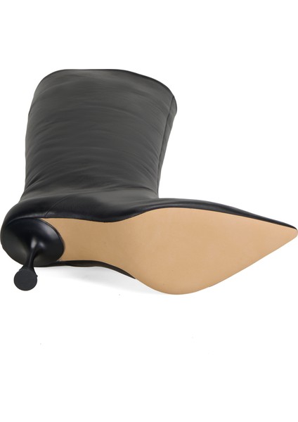 Miral Siyah Kadın Topuklu Deri Çizme fırsatları