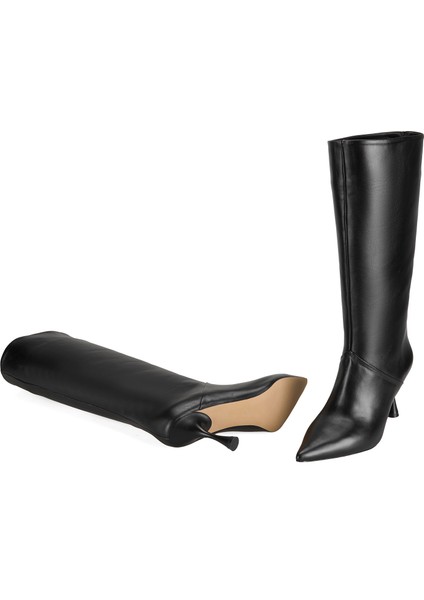 Miral Siyah Kadın Topuklu Deri Çizme indirimleri