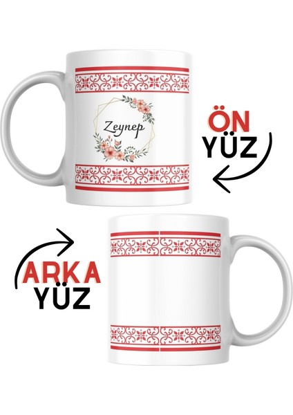 Kişiye Özel Kırmızı Motifli İsimli Otantik Kahve Hediye Seti Kupa Bardak modelleri