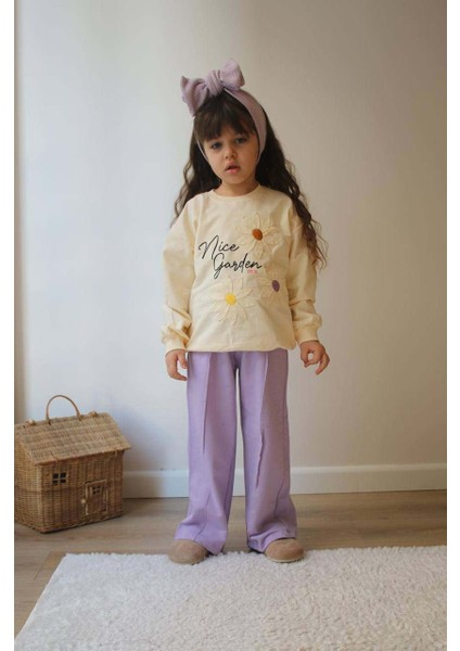 Kız Çocuk Papatya Modelli Ispanyol Paça 2li Takım modelleri