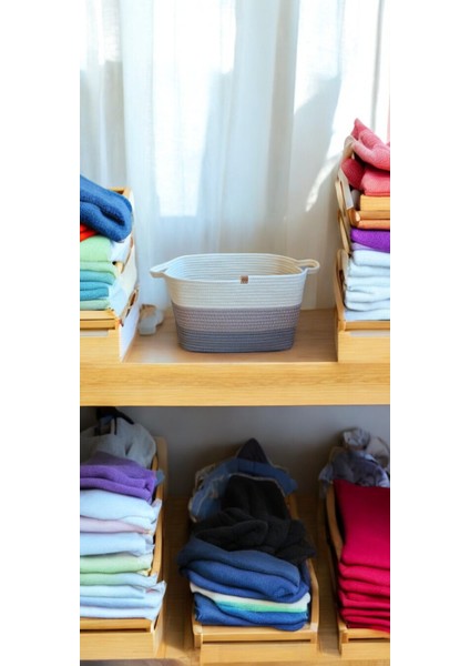 Krem Gri Renk Mutfak Banyo Düzenleyici El Dokuma Katlanabilir Çok Amaçlı Düzenleyici