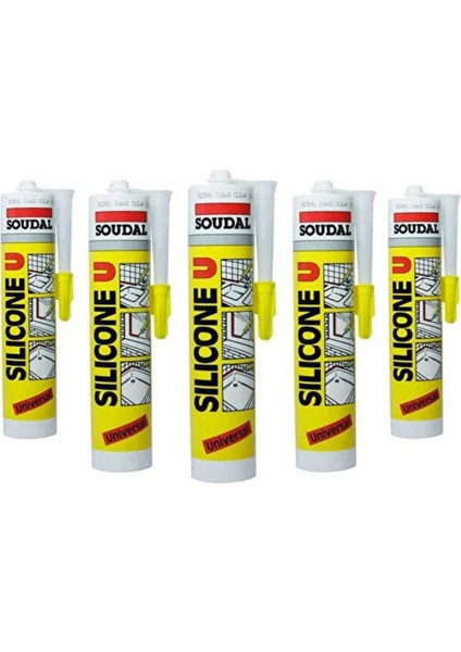 5 Adet Soudal Beyaz Silikon 280 gr