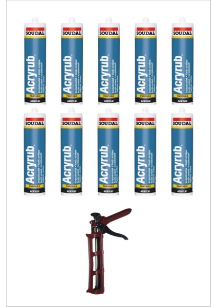 Soudal Silikonize Akrilik Mastik Beyaz 500GR 10 Adet 1 Adet Tabanca