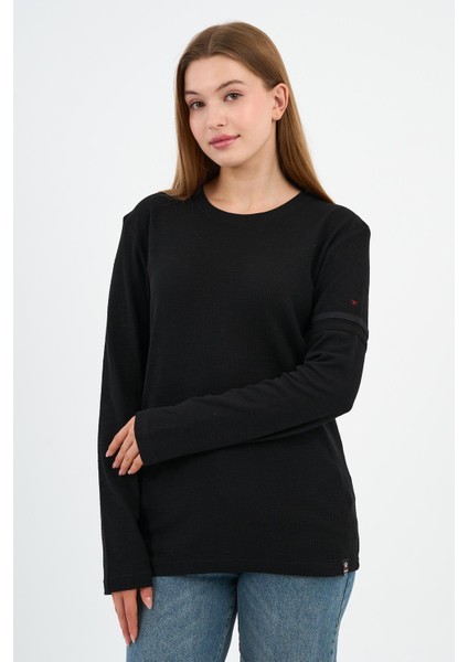 Kol Detaylı Bisiklet Yaka Basic Sweatshirt (WK25425)