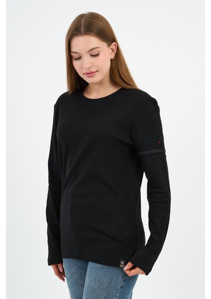 Kol Detaylı Bisiklet Yaka Basic Sweatshirt (WK25425)