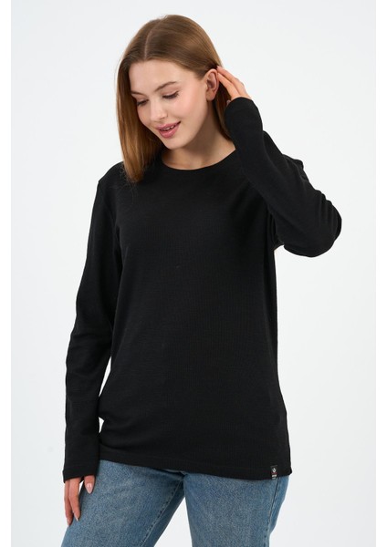 Kol Detaylı Bisiklet Yaka Basic Sweatshirt (WK25425)