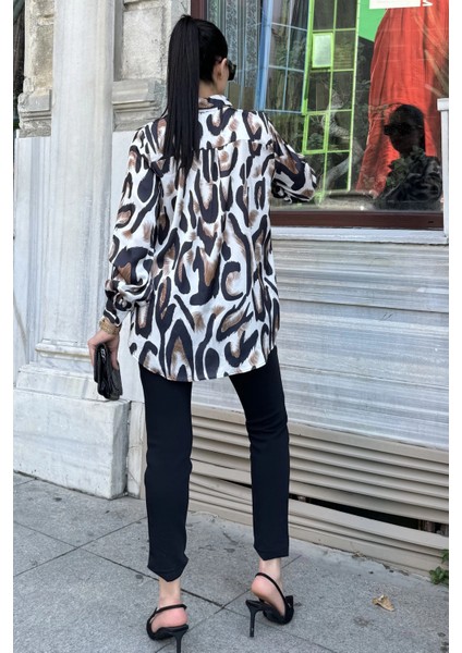 Kahve Saten Desenli Klasik Salaş Dobe Gömlek indirimleri