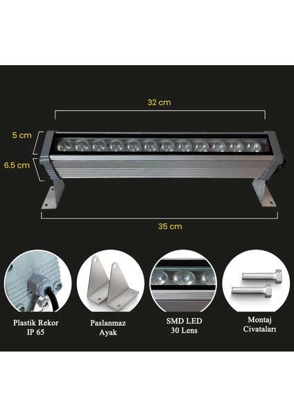 Wallwasher 12W 32 cm ( Duvar Boyama)