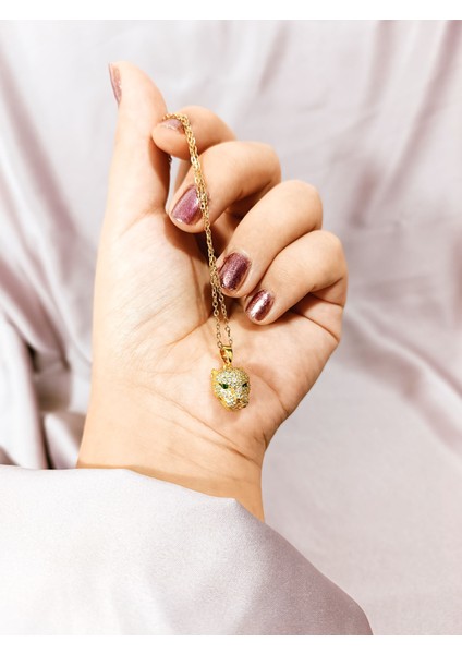 14K Altın Kaplama Çelik Kolye – Aslan Figürlü Özel Tasarım fiyatları