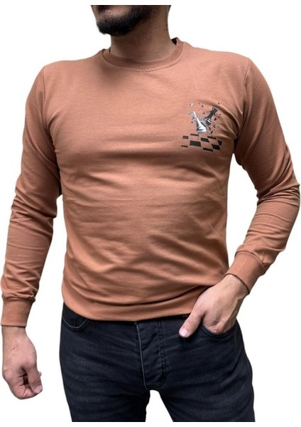 Baskı Desenli 2 Iplik Erkek Sweat - Santranç modelleri
