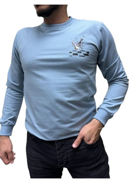 Baskı Desenli 2 Iplik Erkek Sweat - Santranç fiyatları