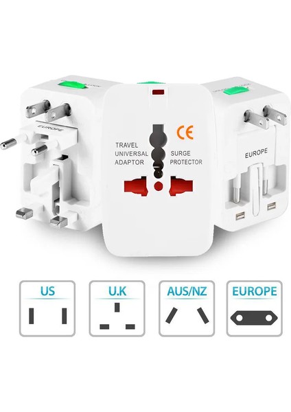 Universal Seyahat Adaptörü Abd İngiltere AU/NZ Ülkeler Arası Seyahat Adapter Çevirici