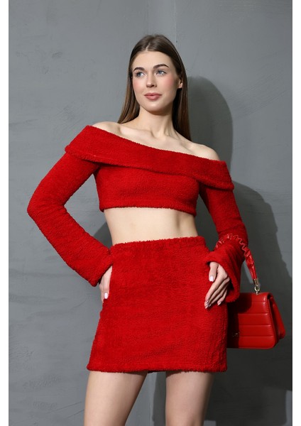 Yeni Yıla Özel Yumoş Peluş Crop Takım