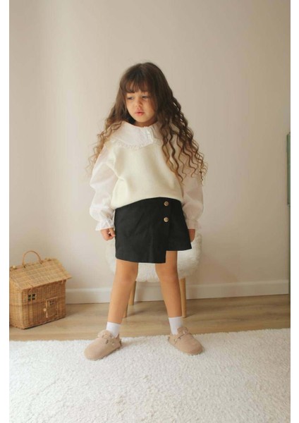 Kız Çocuk Yakalı Triko Süveterli Etekli 2li Takım fiyatları