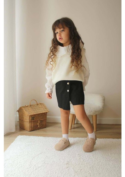 Kız Çocuk Yakalı Triko Süveterli Etekli 2li Takım modelleri