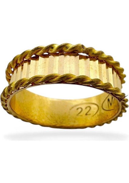 22 Ayar Altın 6 mm Merdiven Ajda Burma Özel Alyans Yüzük