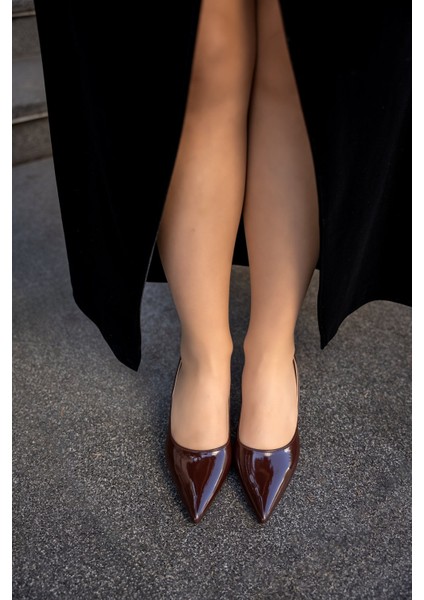 Novas Bordo Rugan Taşlı Topuk Detaylı Kadın Topuklu Ayakkabı fırsatları