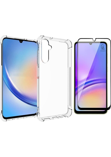 Samsung Galaxy A05S Uyumlu Köşe Dolgulu Anti Shock Telefon Kılıfı ve 5d Kırılmaz Cam Ekran Koruyucu