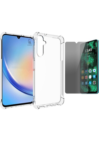 Samsung Galaxy A05S Uyumlu Köşe Dolgulu Anti Shock Telefon Kılıfı ve Hayalet Privacy Ekran Koruyucu