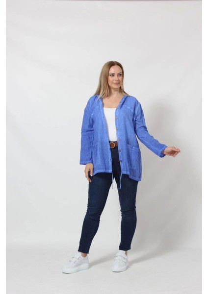 B027M Cebi Pullu Kapüşonlu Gömlek Mavi fiyatları