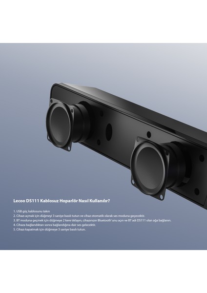 DS111 Bluetooth + Kablolu 6W Masaüstü Taşınabilir Stereo Soundbar Hoparlör Siyah