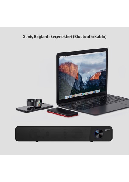 DS111 Bluetooth + Kablolu 6W Masaüstü Taşınabilir Stereo Soundbar Hoparlör Siyah