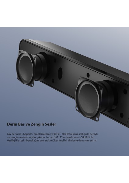 DS111 Kablolu (USB + 3.5mm Jack Girişli) 6W Soundbar Taşınabilir Stereo Hoparlör Siyah indirimleri