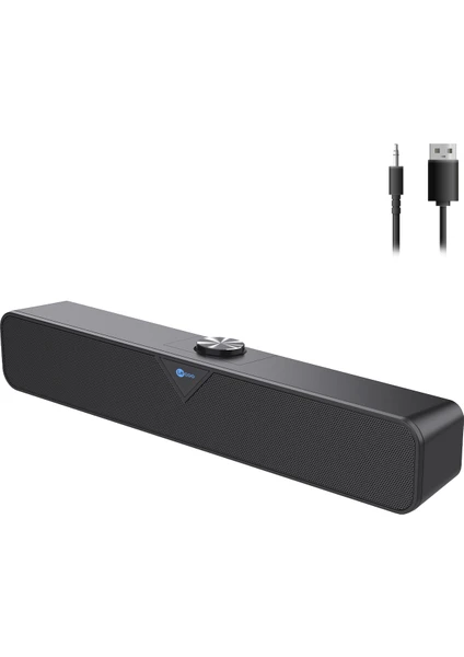 DS102 Kablolu USB/AUX 6W Soundbar Taşınabilir Stereo Hoparlör Siyah