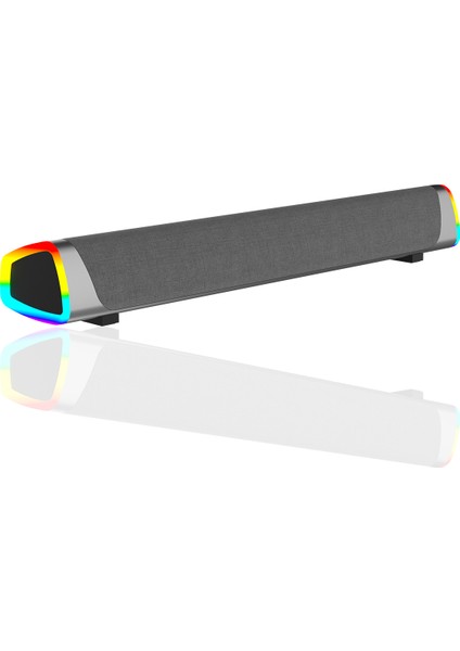 DS101 Kablosuz Bluetooth AUX 6W RGB Aydınlatmalı Soundbar Hoparlör Siyah