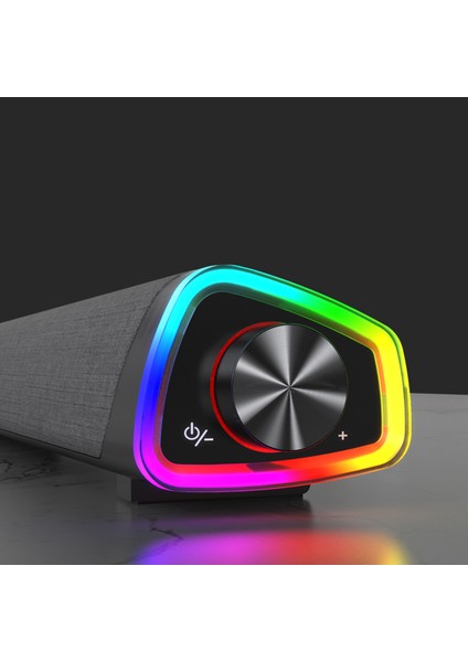 DS101 Kablosuz Bluetooth AUX 6W RGB Aydınlatmalı Soundbar Hoparlör Siyah