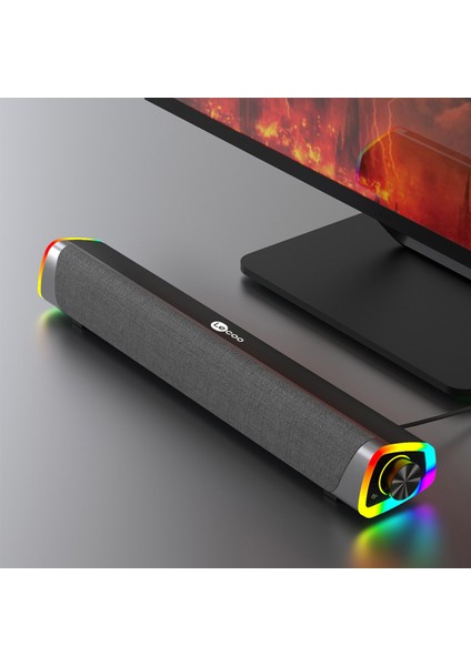 DS101 Kablosuz Bluetooth AUX 6W RGB Aydınlatmalı Soundbar Hoparlör Siyah