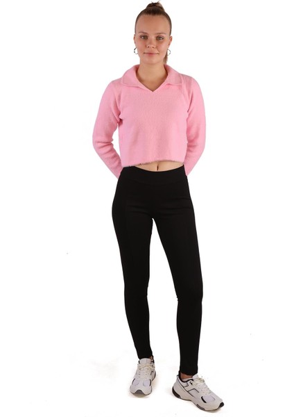 6621 Polo Yaka Yumoş Kazak Pembe