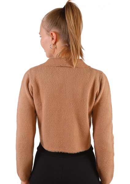 6621 Polo Yaka Yumoş Kazak Camel indirimleri